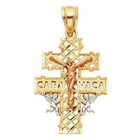 IOKA-14K TRI Color Gold Isuse Crucifi Cross of Caravaca Vjerski šarm Privjesak za ogrlicu ili lanac