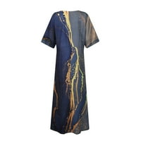 Ljetne haljine za žene Dužina gležnja Maxi Elbow-Dužina moda V-izrez Club Print haljina plava xxxl