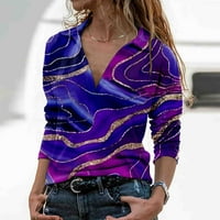Ženski modni dugi rukav V izrez cvjetni pulover tiska Top trendi majica dugih rukava za žene