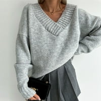 Trendvibe džemperi za žene Trendy Fashion Winter Dugi rukav Duks na vrhu akrilne pune boje Jedbojci