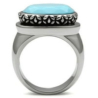 Luxe nakit dizajnira ženski prsten za pasijante od nehrđajućeg čelika s morskim plavim sintetičkim kamenim