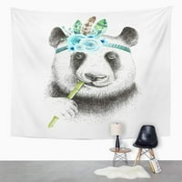 Vodenicolor Panda Bohemian Cute Boho NESTRIONA PERE PERE Zidno umjetnost Viseća tapiserija Kućni dekor