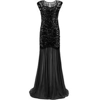 Ženska haljina 'S 1920S Crni sekfin Gatsby Maxi Long Večernja maturalna haljina plus veličina crna trendi