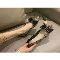 Woobling ženske haljine cipele šiljasti nožni stanovi prakvice ravne cipele svečano ugodno na laganom žutim leopard otiskom 8.5