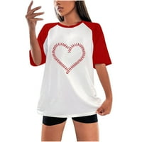 Baseball T majice za žene slatke vrhove za žene grafički posad kratki rukav ljetni okrugli otvor za