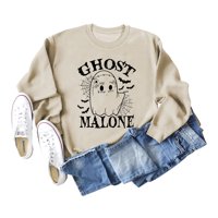 Duh Malone Duks za žene Smiješne Halloween Crewneck Pulovers Sablasna grafička bluza Ležerne prilike