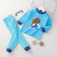 Girls Boys Toddler Mekane pidžame Toddler crtani otisci dugih rukava Kid odjeća za spavanje Sky Blue