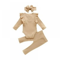 Novorođena novorođenčad Dječja djevojka ruffled s dugim rukavima Romper + Hlače + set odjeće za odjeću
