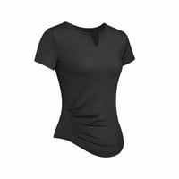 Fsqjgq plus vrhovi veličine za žene Trendi opružne košulje Ženska naborna sport V izrez Brzo suho trčanje