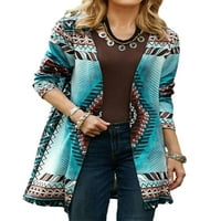 Ženska jakna Geometrijska ispisa Omotaci Kardiganska odjeća Teme Ležerne jakne Party Sky Blue XL