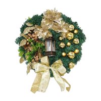 Božićni vijenac ukrasni cvijeće sa svjetlima umjetni ukrasi za luk sveti Garland viseći za kućna ulazna