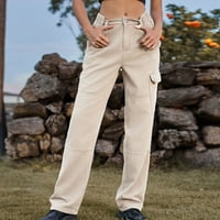 Žene visokog struka Term Jeans Ravne široke noge Stretch Bager Jeans Ležerne prilivne labave pantalone