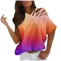 LeylayRay vrhovi za žene Ženske ljetne modne kratkih rukava majica bez rukava gradijentni tisak narandžasti
