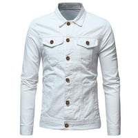 Muškarci Jesenski zimski gumb Solid boja Vintage traper jakna vrhova bluza