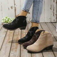 Ženske čizme Square Heel Comfort Comfort Debede pete Suede kratke čizme cipele