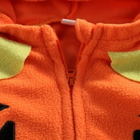 Canrulo novorođenče dječak za dječak za djecu od noći za Halloween kostim s kapuljačom rugane rubove, dugi rukav zip up bljesak odijela narančasta 18-mjeseci