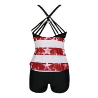 Tankini kupaći kostim za žene Moda 4. jul Dan nezavisnosti Američka zastava Print Plus Veličina Crisscross