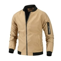 Fatuov jakne za muškarce patentni patentni rukav džepni zimski modni iz $ solid kaki jakne