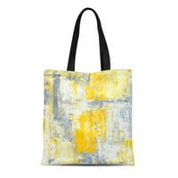 Platno torba Bijela potpuno siva i žuta apstraktna moderna suvremena ručna torba za višekratnu upotrebu