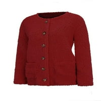 Luxplum dame kaput dugih rukava jakna zima topla odjeća labav odmor crveni m
