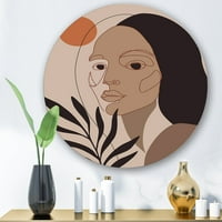 Art DesimanArt 'Retro minimalni portret mlade žene moderne metalne krug zidne umjetnosti - disk od