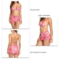 Bikini, Halter Color Push up kupaći kostim Split prekrasan za lječilišta za žensko tamno plavo, ružičasto,