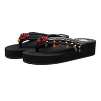 Zodanni Ženske sandale za ženske pete Boho perle žice platforme klinovni slajdovi flip flops veličine