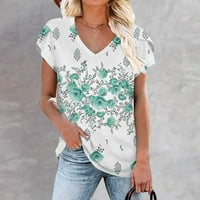 Ženska majica Loot Fit Floral Print V izrez Lagana tunika Tunts Ljetne casual majice s kratkim rukavima