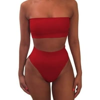 Hinvhai Clearence kupaći kostimi za žene plus veličine Ženski bikini set Trokut od punog boja Crveno