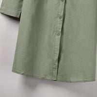 Tkinga moda Žene Ljetna casual rukava haljina haljina labava kruta midine džepne haljine zelene l