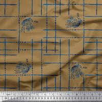 Soimoi smeđa pamučna kambrična tkaninska od listova i geometrijsko dekor tkanina od tiskanog dvorišta