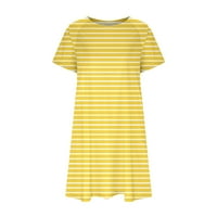 Stamzod ženske haljine casual ljetna majica haljina haljina s kratkim rukavima s džepovima za žene žuti