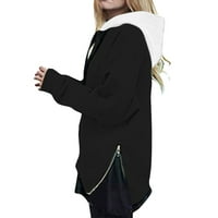 HFYIHGF Žene Ležerne duge rukave modni pulover Dukseri Slobodni bočni prorez sa patentnim zatvaračem