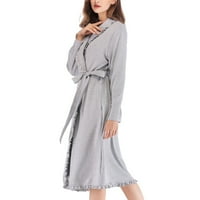 Oglas za žene Classic Solid Color Premium pamuk topla noćna haljina luksuzna mekana gusta i plišana