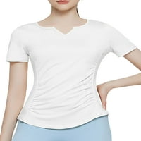Grianlook Women Yoga T-majice vlagu Wicking Work Top V izrez Prozračne kratke rukave Dame Atletska lagana