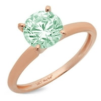 3.0ct okrugli rez zeleni simulirani dijamant 14K 14K ruže Gold Gold Angažman prsten veličine 4,25