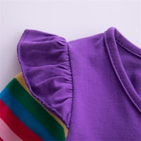 Dječje djece Dječje djevojke Rainbow Stripe Letterfly Party haljina odjeća, pogodna za proljeće, ljeto,