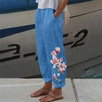 Hueook široke pantalone za noge za žene plus veličine Ležerne prilike za ispis elastične labave hlače