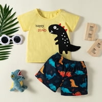 Dyfzdhu Toddler Kids Baby Boys Ljetni Havaji Plaža Kratki rukav Dino T majice + kratke hlače Outfits