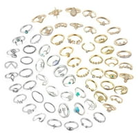 Vintage zglobni prstenovi postavljeni zabogajući prstenje za prste za žene Bohemian Midi prstenovi