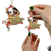 DTIDTPE Božićne ukrase, pas božićni ukras lijepi drveni poklon ukras za ornament pasa Ispis božićnih