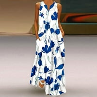 Haljina za žene V-izrez bez rukava bez rukava s rezervoarom Cvijeće Print casual labavo cvjetno plaže