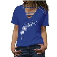 Zodggu ženske tuničke vrhove majica za trendy ponude traka V-izrez Tees Loot Fit Ležerne prilike Flowy