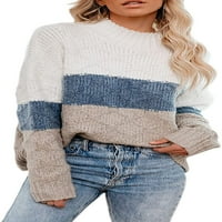 Ženski ležerni džemper pulover Zima ugodno dugi rukav TURLLENECK SKANERS Boja blok pletena pulover TOP
