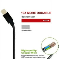 TIP-C 10FT USB kabl W 2-port USB auto kućni punjač V3D za ZTE Warp 7, Nubia 11, Avid 916, Axon Pro Mini