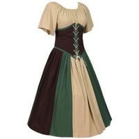 Ženska srednjovjekovna haljina kratki rukav Crew Crw Vintage haljine Preveliki nacrtač elastičnih struka
