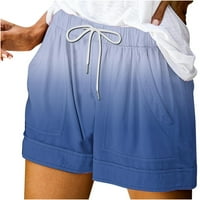 Hvyesh ženske šarene kratke hlače od elasta gradijentskih ležernih džepova izvlačenja kratkih hlača