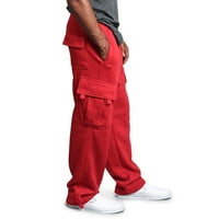 Aueooo Muški potez elastični struk džepne pantalone u boji labavo zatvaranje vruće prodaje