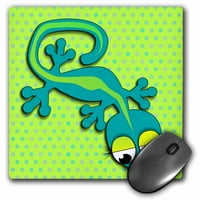 3Droza Slatka plava i zelena gekona guštera s Polka Dot pozadinskim životinjskim crtanim crtanim crtanom