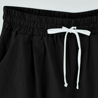 Zkozptok Ženske kratke hlače Plus veličine Ljeto Čvrsto pet bodova Pamučne posteljine Comfy Print Elastični